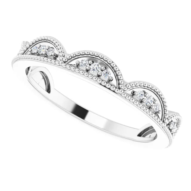 Sterling Silver 1/8cttw Diamond Stackable Ring - Sizes 6-8