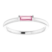 Load image into Gallery viewer, Sterling Silver Pink Tourmaline Stackable Ring - Sizes 6-8
