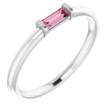 Load image into Gallery viewer, Sterling Silver Pink Tourmaline Stackable Ring - Sizes 6-8
