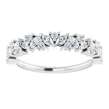 Load image into Gallery viewer, 14K White 1/2cttw Natural Diamond Tilted Marquise Anniversary Band - Sizes 6-8
