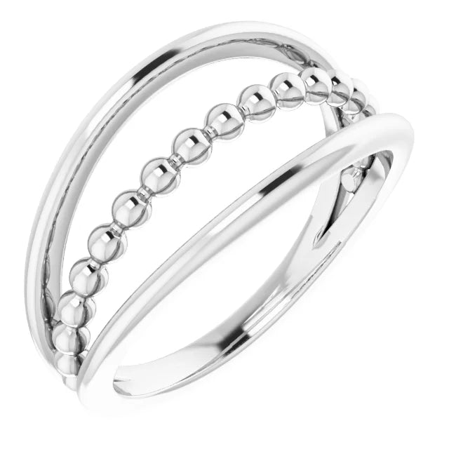 Sterling Silver Negative Space Beaded Ring - Sizes 5-8