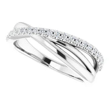 Load image into Gallery viewer, 14K White Gold 1/5cttw Diamond Criss-Cross Ring - Sizes 6-8
