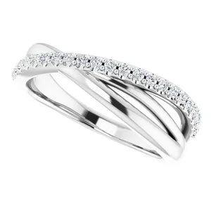 14K White Gold 1/5cttw Diamond Criss-Cross Ring - Sizes 6-8