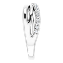 Load image into Gallery viewer, 14K White Gold 1/5cttw Diamond Criss-Cross Ring - Sizes 6-8
