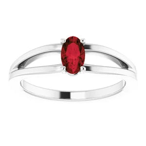 Jan-Dec 14K White Gold Natural BIRTHSTONE Youth Solitaire Ring - Size 3