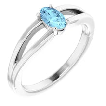 Load image into Gallery viewer, Jan-Dec 14K White Gold Natural BIRTHSTONE Youth Solitaire Ring - Size 3
