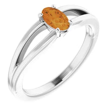 Load image into Gallery viewer, Jan-Dec 14K White Gold Natural BIRTHSTONE Youth Solitaire Ring - Size 3
