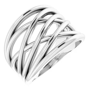 Sterling Silver Criss-Cross Ring - Sizes 5-8