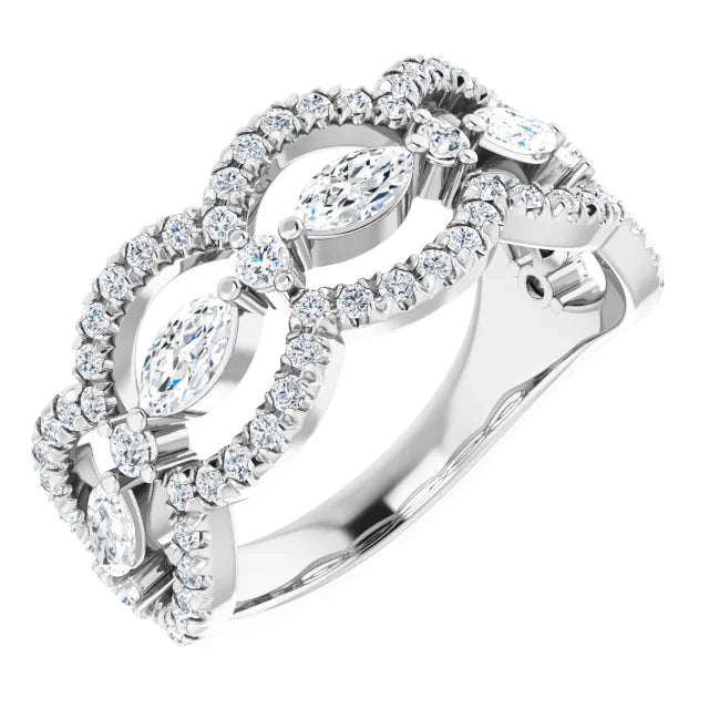 Platinum 1 1/3cttw Natural Diamond Anniversary Ring - Sizes 6-8