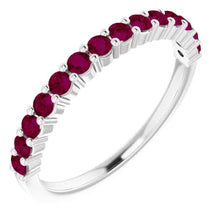 Load image into Gallery viewer, Jan-Dec Sterling Silver 2mm Round Natural Birthstone Anniversary Band, Sizes 5-8
