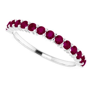 Jan-Dec Sterling Silver 2mm Round Natural Birthstone Anniversary Band, Sizes 5-8