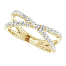 Load image into Gallery viewer, 14k Gold 1/2cttw Natural Diamond Criss-Cross Ring In Multiple Colors - Sizes 6-8
