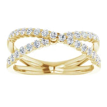 Load image into Gallery viewer, 14k Gold 1/2cttw Natural Diamond Criss-Cross Ring In Multiple Colors - Sizes 6-8
