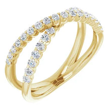 Load image into Gallery viewer, 14k Gold 1/2cttw Natural Diamond Criss-Cross Ring In Multiple Colors - Sizes 6-8
