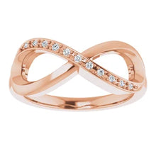 Load image into Gallery viewer, 14k Gold .05cttw Natural Diamond Infinity-Inspired Ring In Multiple Colors - Size 6-8
