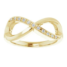 Load image into Gallery viewer, 14k Gold .05cttw Natural Diamond Infinity-Inspired Ring In Multiple Colors - Size 6-8
