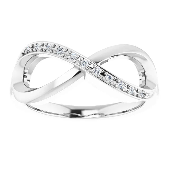 14k Gold .05cttw Natural Diamond Infinity-Inspired Ring In Multiple Colors - Size 6-8