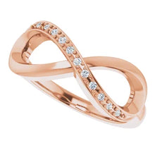 Load image into Gallery viewer, 14k Gold .05cttw Natural Diamond Infinity-Inspired Ring In Multiple Colors - Size 6-8
