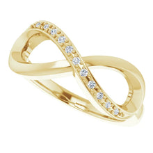 Load image into Gallery viewer, 14k Gold .05cttw Natural Diamond Infinity-Inspired Ring In Multiple Colors - Size 6-8
