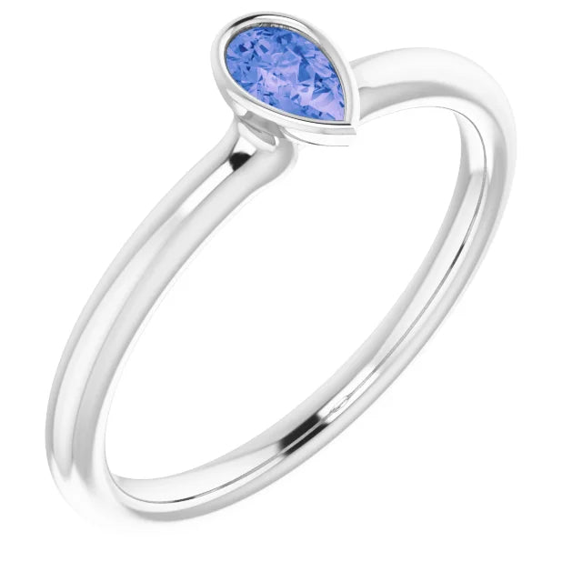 Sterling Silver Natural Tanzanite Stackable Ring - Sizes 6-8