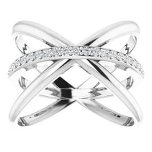 Load image into Gallery viewer, 14K White Gold 1/6cttw Diamond Criss-Cross Ring - Sizes 6-8
