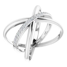 Load image into Gallery viewer, 14K White Gold 1/6cttw Diamond Criss-Cross Ring - Sizes 6-8
