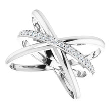 Load image into Gallery viewer, 14K White Gold 1/6cttw Diamond Criss-Cross Ring - Sizes 6-8
