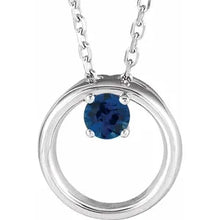 Load image into Gallery viewer, Jan-Dec Sterling Silver 1/10 CT Natural BIRTHSTONE Circle 16-18&quot; Necklace
