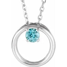 Load image into Gallery viewer, Jan-Dec Sterling Silver 1/10 CT Natural BIRTHSTONE Circle 16-18&quot; Necklace
