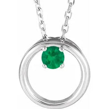 Load image into Gallery viewer, Jan-Dec Sterling Silver 1/10 CT Natural BIRTHSTONE Circle 16-18&quot; Necklace
