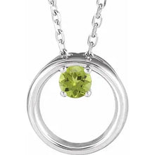 Load image into Gallery viewer, Jan-Dec Sterling Silver 1/10 CT Natural BIRTHSTONE Circle 16-18&quot; Necklace
