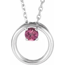 Load image into Gallery viewer, Jan-Dec Sterling Silver 1/10 CT Natural BIRTHSTONE Circle 16-18&quot; Necklace
