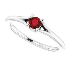 Jan-Dec 14K White Gold Youth Solitaire BIRTHSTONE Rings - Size 3