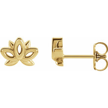 Load image into Gallery viewer, 14k Gold Petite Lotus Earrings In Multiple Colors
