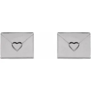 14k Gold Heart Envelope Earrings In Multiple Colors