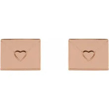 Load image into Gallery viewer, 14k Gold Heart Envelope Earrings In Multiple Colors
