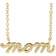 Load image into Gallery viewer, 14k Gold Petite Mom Script 18&quot; Necklace In Multiple Colors
