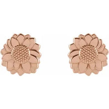 Load image into Gallery viewer, 14k Gold Tiny Sunflower Earrings In Multiple Colors
