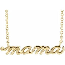 Load image into Gallery viewer, 14k Gold Petite Mama Script 18&quot; Necklace In Multiple Colors
