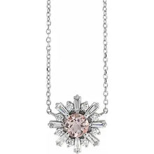 Load image into Gallery viewer, 14k Gold Natural Pink Morganite &amp; 3/8cttw Natural Diamond Starburst 18&quot; Necklace In Multiple Colors
