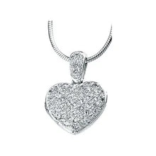 Load image into Gallery viewer, Sterling Silver White Cubic Zirconia Heart Locket 18&quot; Necklace

