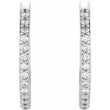 Load image into Gallery viewer, Sterling Silver 1/5cttw Natural Diamond Hinged 18mm Hoop Earrings
