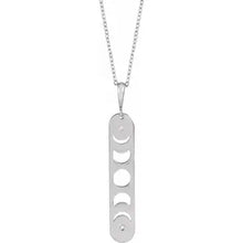 Load image into Gallery viewer, Sterling Silver .01cttw Natural Diamond Moon Phase Bar 16-18&quot; Necklace
