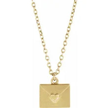 Load image into Gallery viewer, 14k Gold Heart Envelope 16-18&quot; Necklace In Multiple Colors
