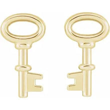 Load image into Gallery viewer, 14k Gold Petite Key Earrings In Multiple Colors
