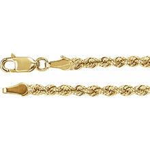 Load image into Gallery viewer, 14k Gold 3mm Rope Chain In Multiple Lengths &amp; Colors
