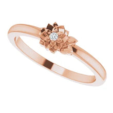 Load image into Gallery viewer, 14k Gold .015cttw Natural Diamond Flower Ring In Multiple Colors - Size 5
