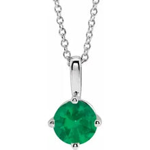 Load image into Gallery viewer, Jan-Dec 14k White Gold 4mm Natural Birthstone Solitaire 16-18&quot; Necklaces
