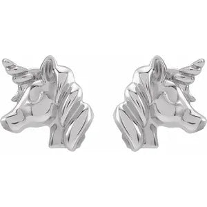 14k Gold Youth Unicorn Earrings In Multiple Colors