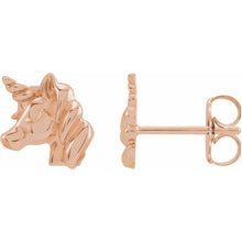 Load image into Gallery viewer, 14k Gold Youth Unicorn Earrings In Multiple Colors
